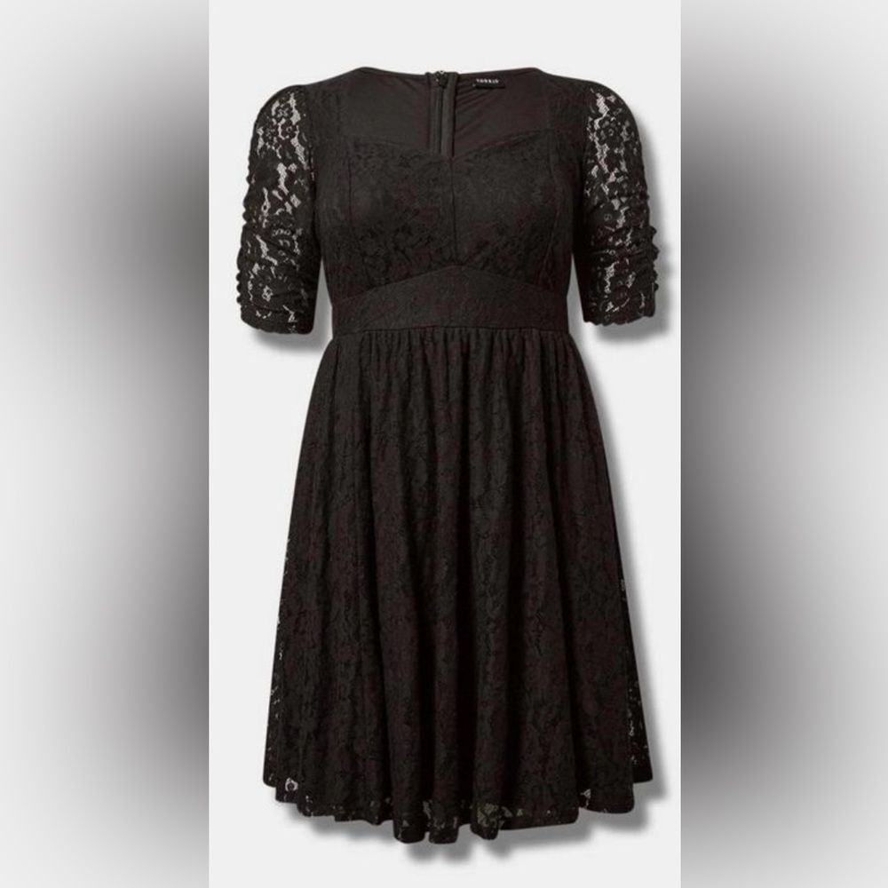 NWT Black Lace Mini Skater Dress - Picture 2 of 5